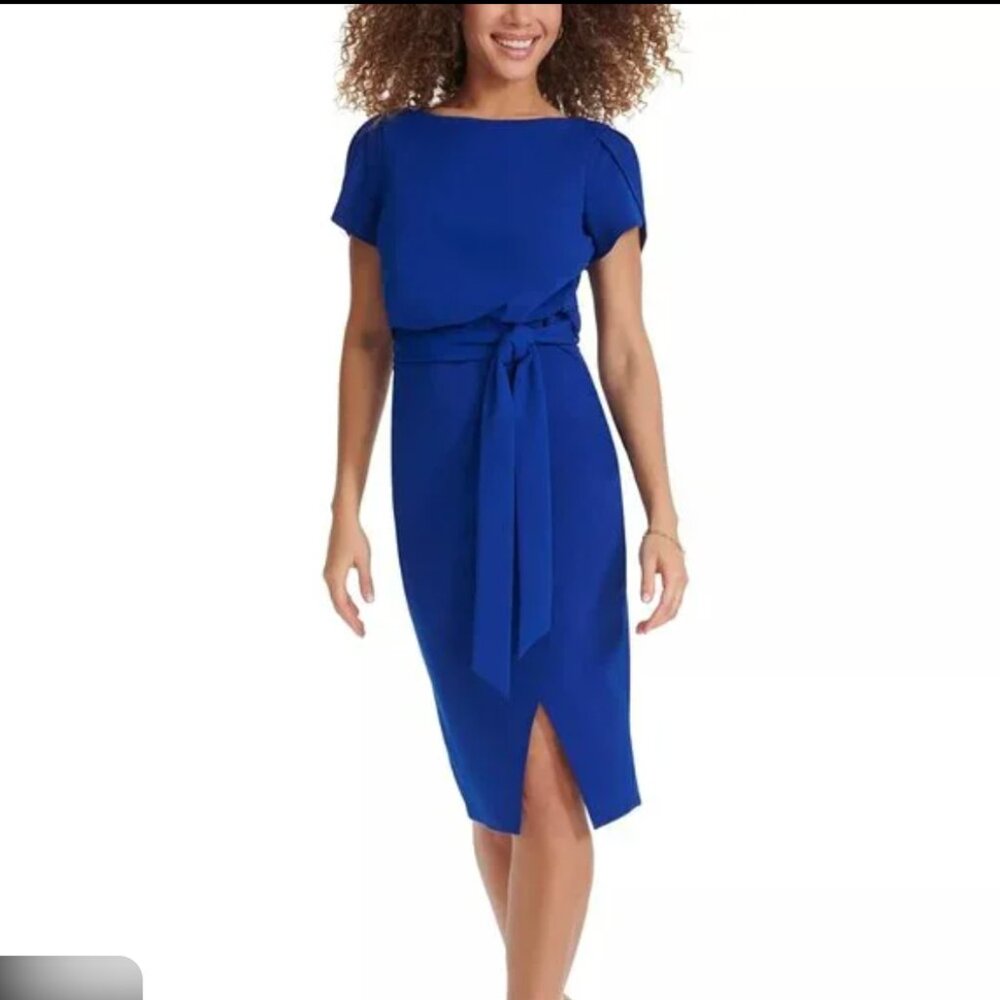 Kensie Royal Blue Tie Waist Dress